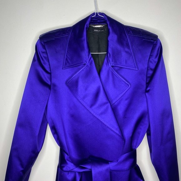 TOM FORD for GUCCI Indigo Blue Satin Trench Coat - Picture 11 of 13
